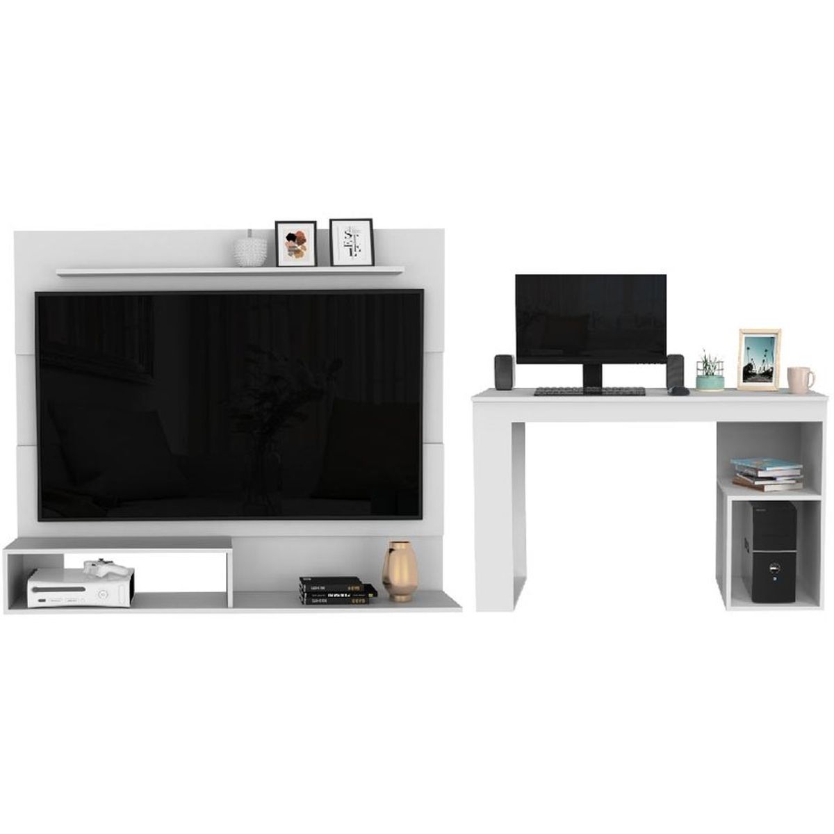 RTA MUEBLES - Combo para multifuncional prana incluye panel de tv y escritorio_.