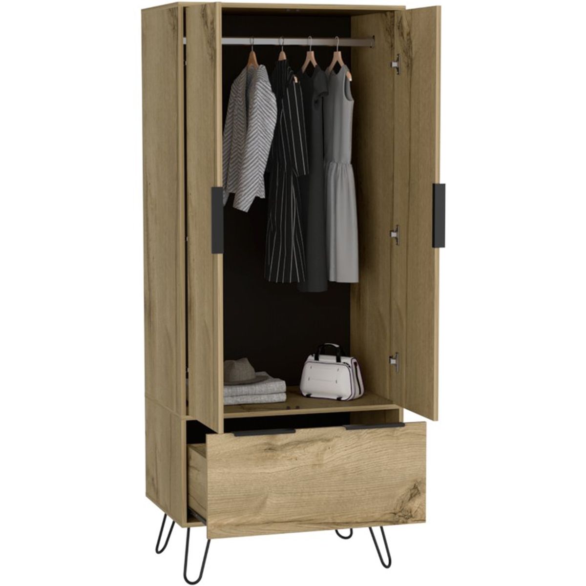 RTA MUEBLES - Closet ali café claro con dos puertas y un cajón