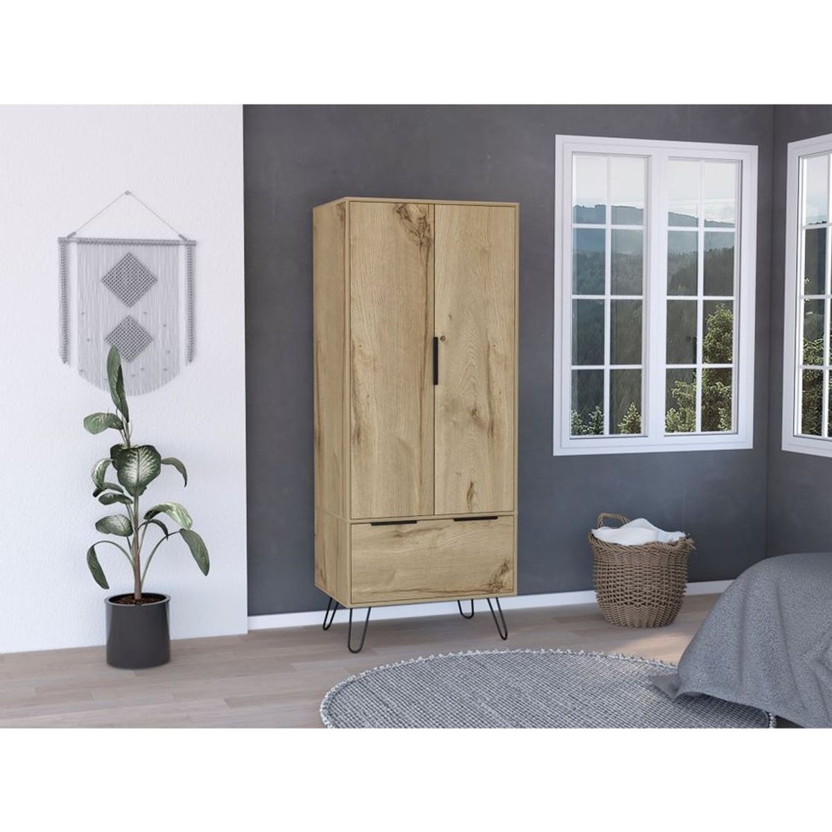 RTA MUEBLES - Closet ali café claro con dos puertas y un cajón