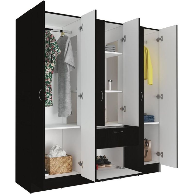 RTA MUEBLES - Closet Adira Wengue y Blanco con Dos Tubos Cromados