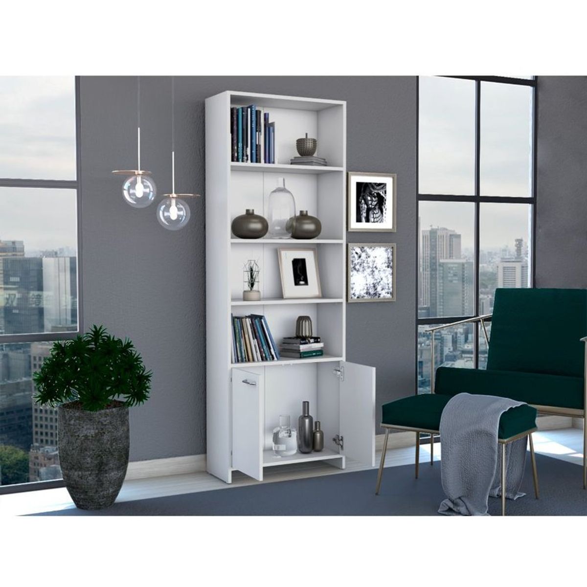 RTA MUEBLES - Combo oficina baker incluye escritorio y biblioteca