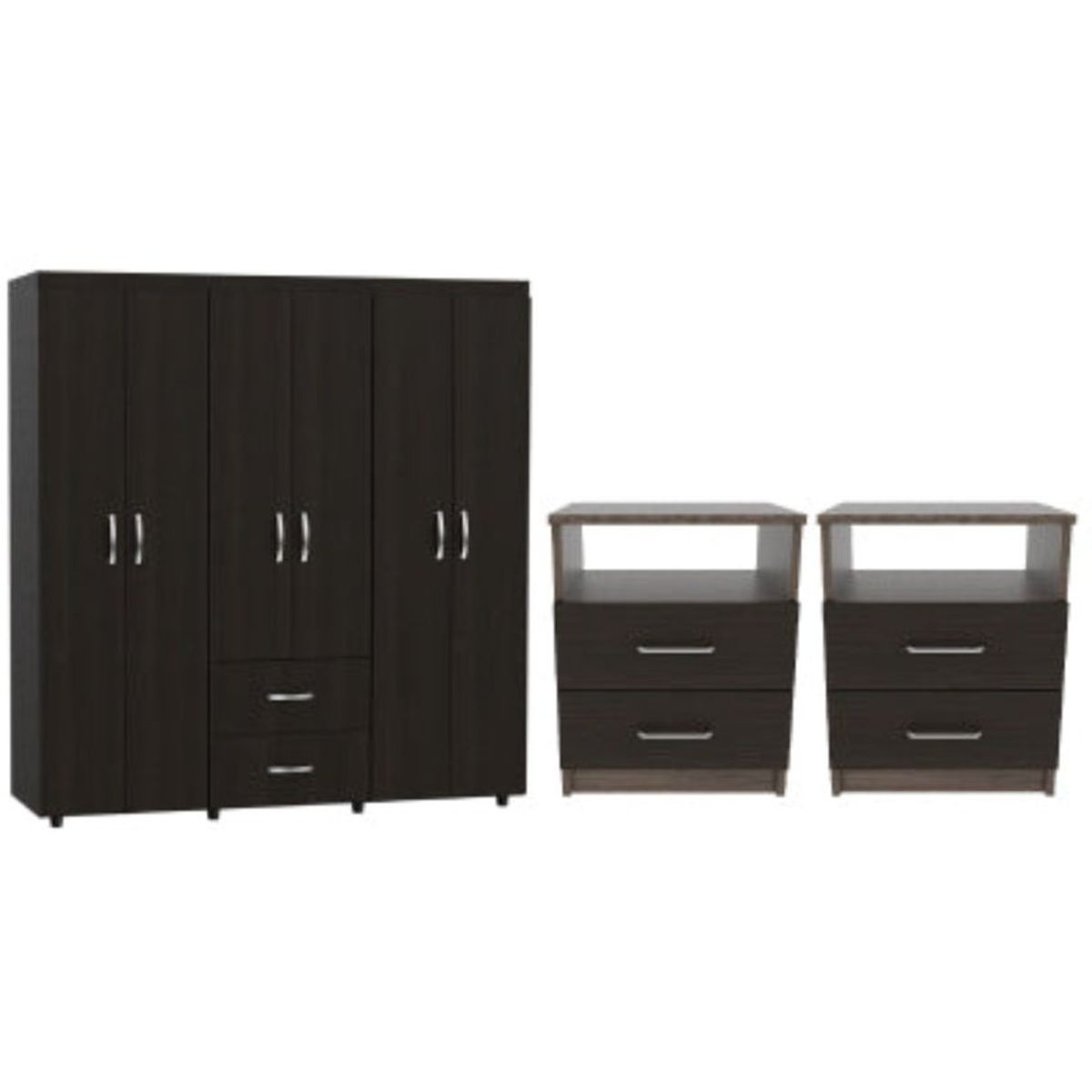 RTA DESIGN - Combo dormitorio dex wengue y avellana con closet y mesas de noche