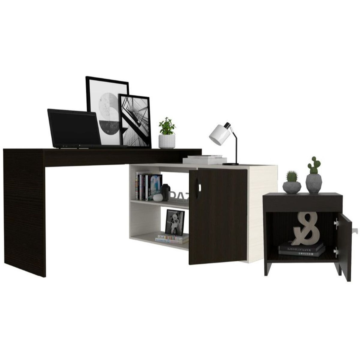 RTA DESIGN - Combo para oficina zilia incluye escritorio y mesa de noche