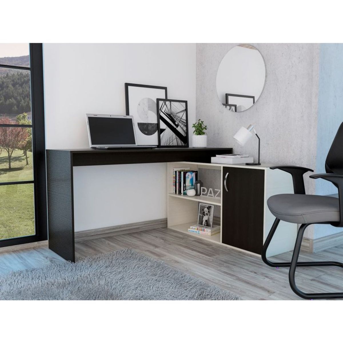 RTA DESIGN - Combo para oficina zilia incluye escritorio y mesa de noche