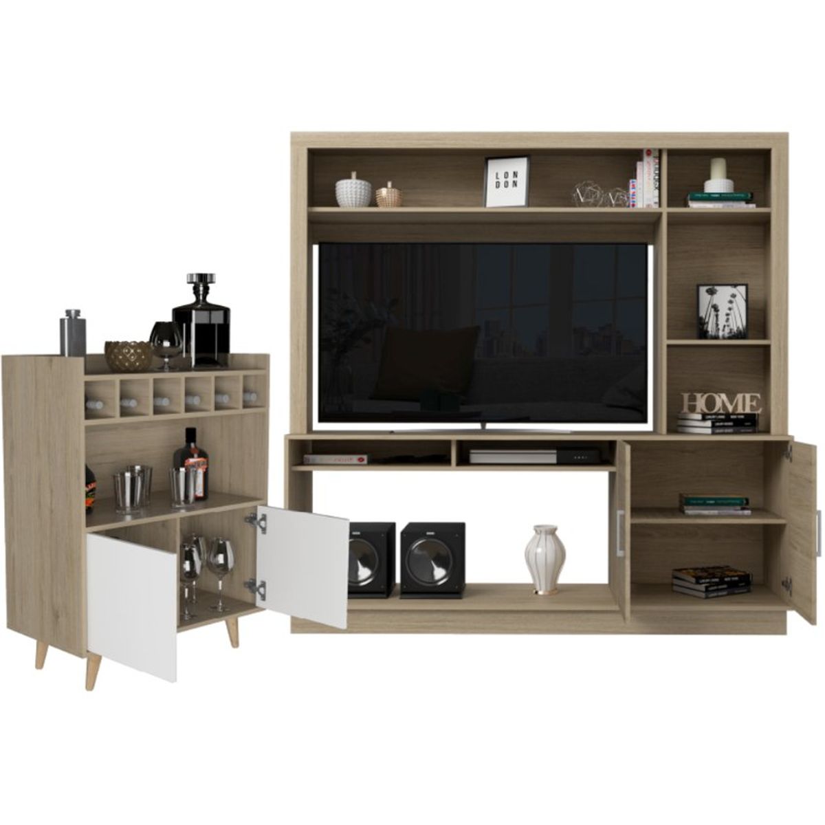 RTA DESIGN - Combo para sala unai incluye panel tv y mueble bar