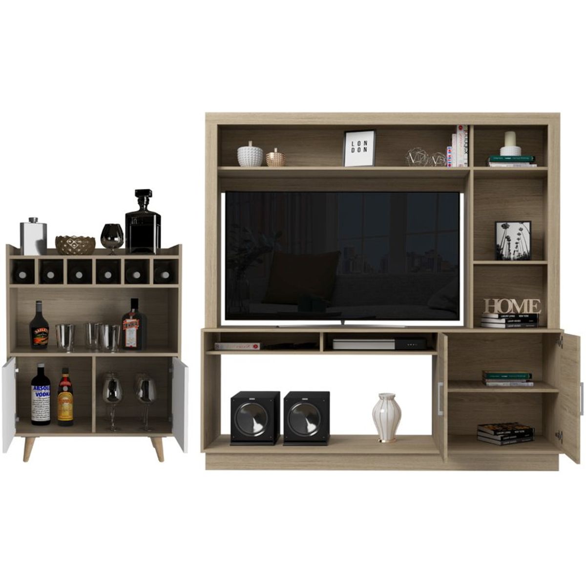 RTA DESIGN - Combo para sala unai incluye panel tv y mueble bar