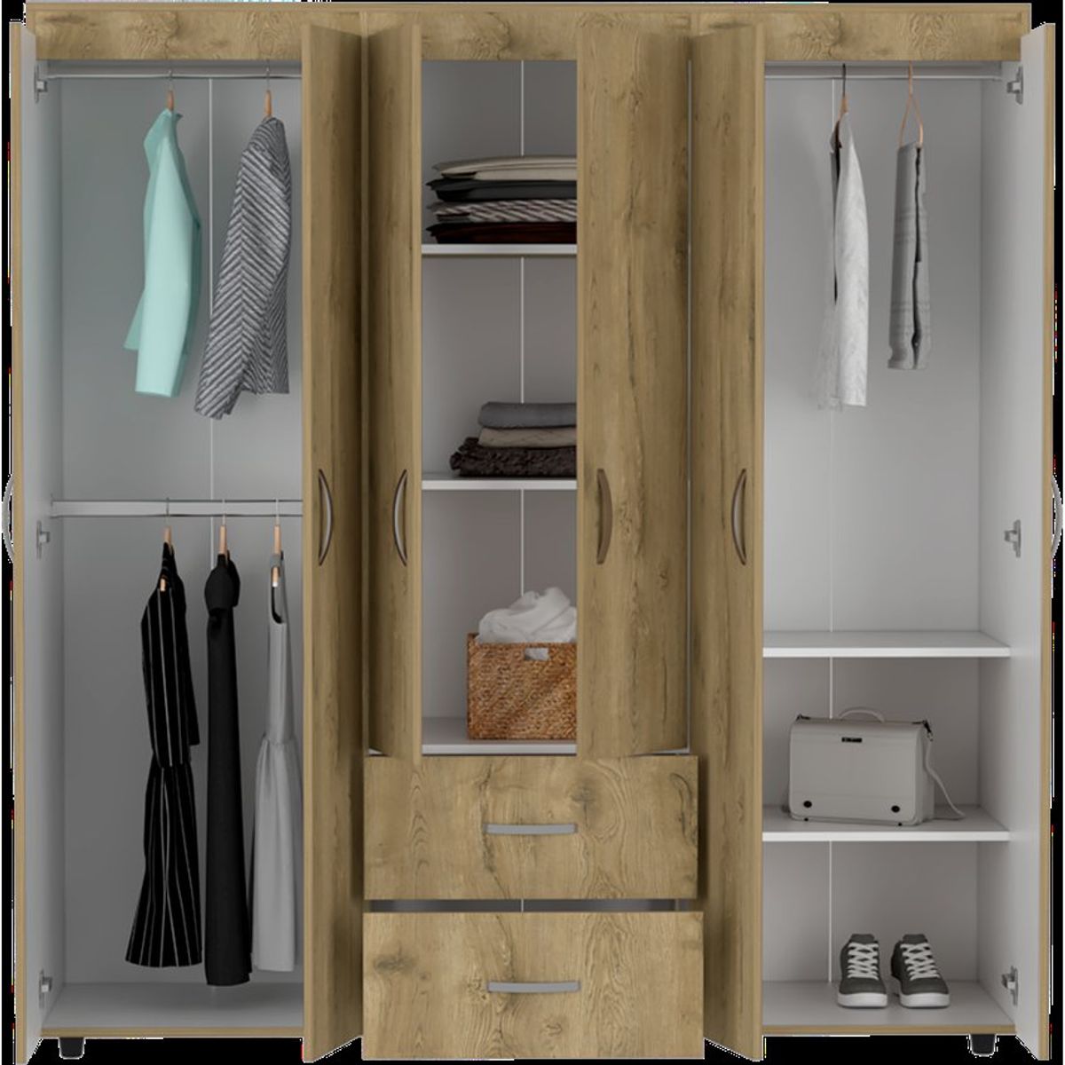 RTA DESIGN - Closet bombay macadamia y blanco duqueza variedad de entrepaños_.