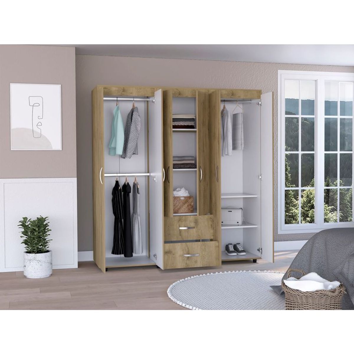 RTA DESIGN - Closet bombay macadamia y blanco duqueza variedad de entrepaños_.