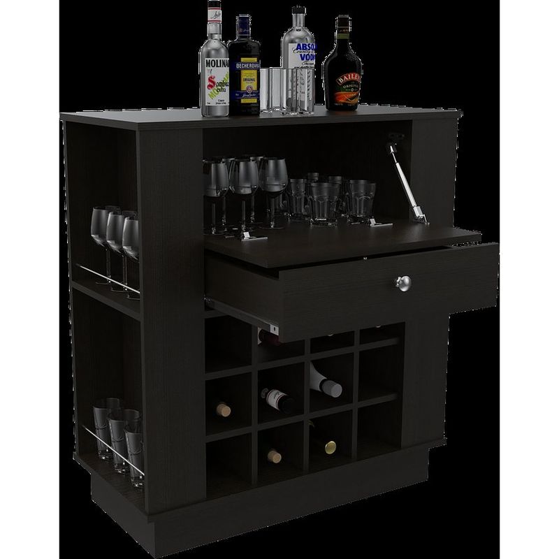 RTA DESIGN - Bar india wengue con espacio para organizar botellas de vino