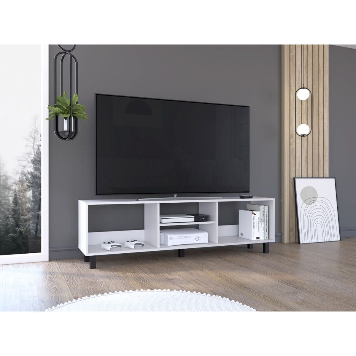 RTA DESIGN - Mesa Para Tv Tunez Blanco Duqueza Para Televisor Hasta 70 Pulgadas