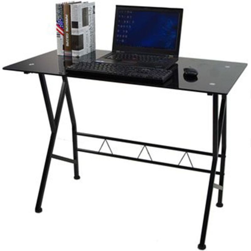 RTA DESIGN - Escritorio de Metal Pongo Vidrio Negro con Amplio Espacio de Trabajo