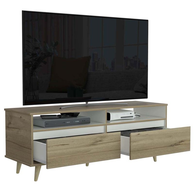 RTA DESIGN - Mesa Para Tv Dante Café Claro y Blanco
