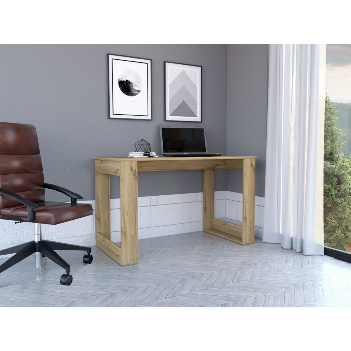 RTA DESIGN - Escritorio Elora Café Claro Ideal Para Espacios de Trabajo    ZF_.