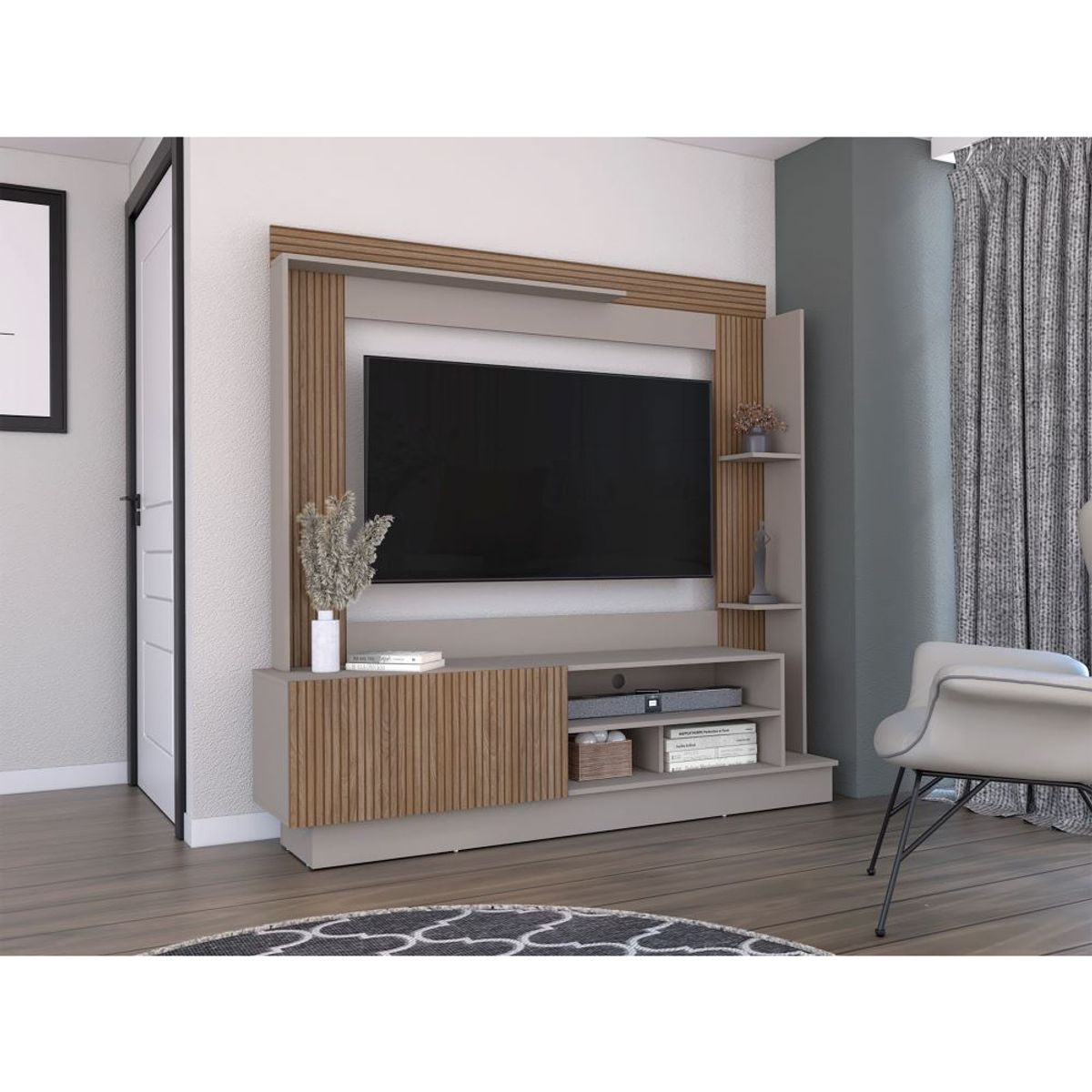 RTA DESIGN - Mesa Para Tv Doha Cocoa Con Variedad de Entrepaños