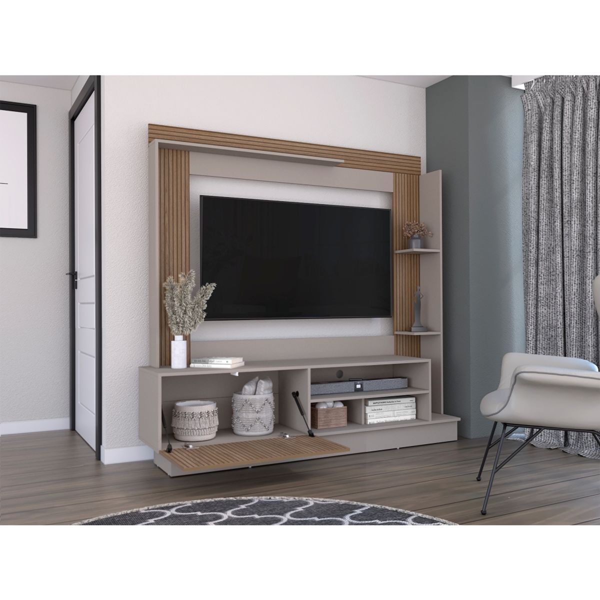 RTA DESIGN - Mesa Para Tv Doha Cocoa Con Variedad de Entrepaños