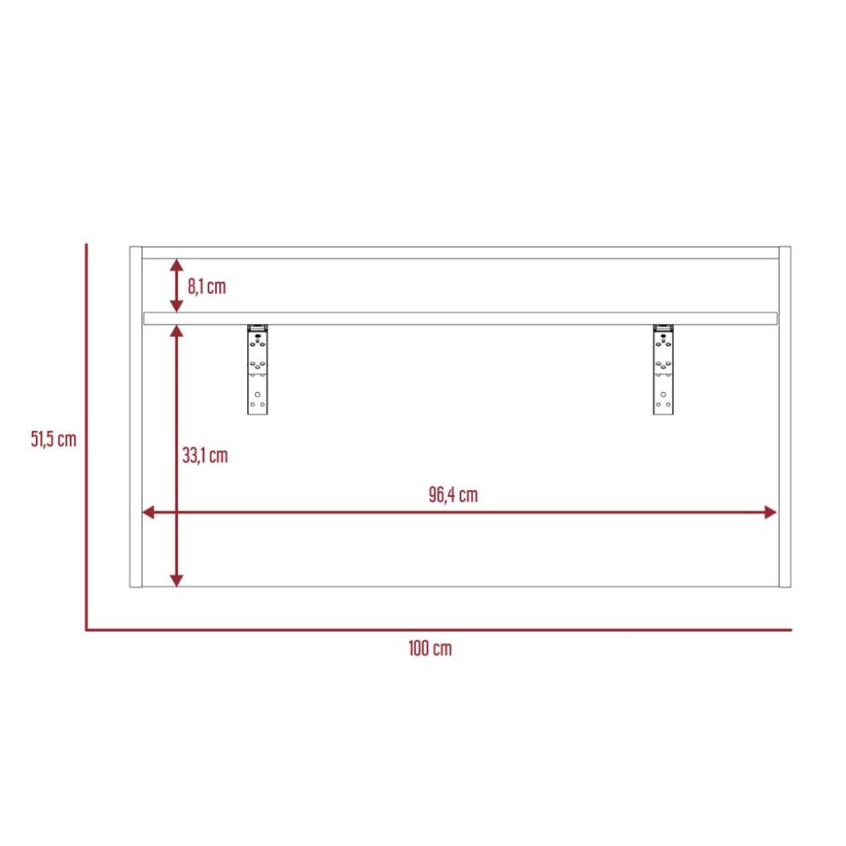 RTA DESIGN - Escritorio Colgante Congo Plata Oscuro y Blanco con Espacio Para Artículos de Estudio_.