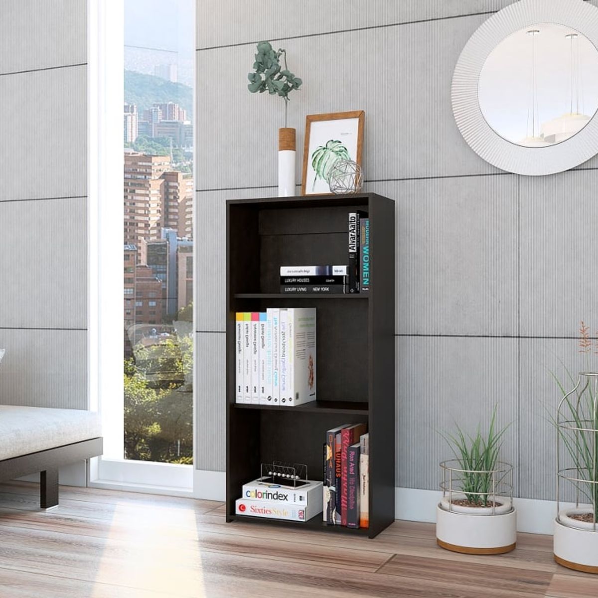 RTA DESIGN - Biblioteca Leroy Wengue Con Variedad de Entrepaños