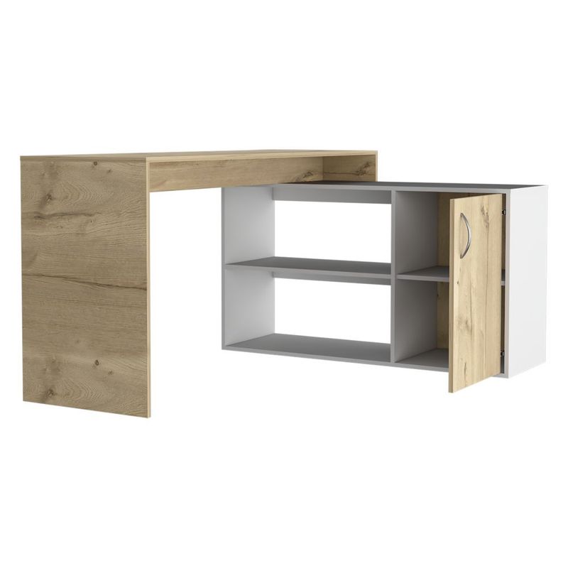 RTA DESIGN - Escritorio En L Moscú Café Claro con Un Cajón y Dos Entrepaños