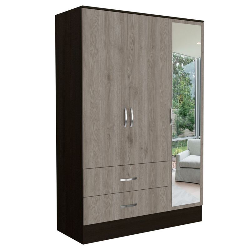 RTA DESIGN - Closet Quiles Wengue y Humo con Espejo Tubo Para Colgar Ropa