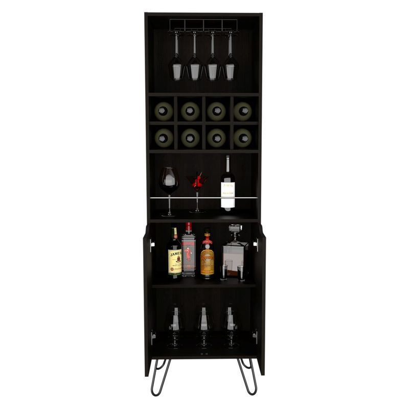 RTA MUEBLES - Bar Salek Wengue con Espacio Para Botellas y Portacopas  ZF