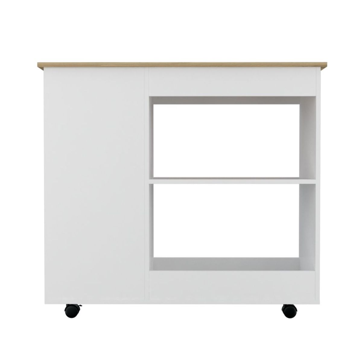 RTA DESIGN - Mesa Auxiliar de Cocina Coralyn Blanco entrepaños y rodachines