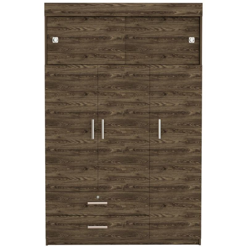 RTA DESIGN - Closet Alma Chocolate y Blanco con Un Tubo Cromado y Dos Cajones