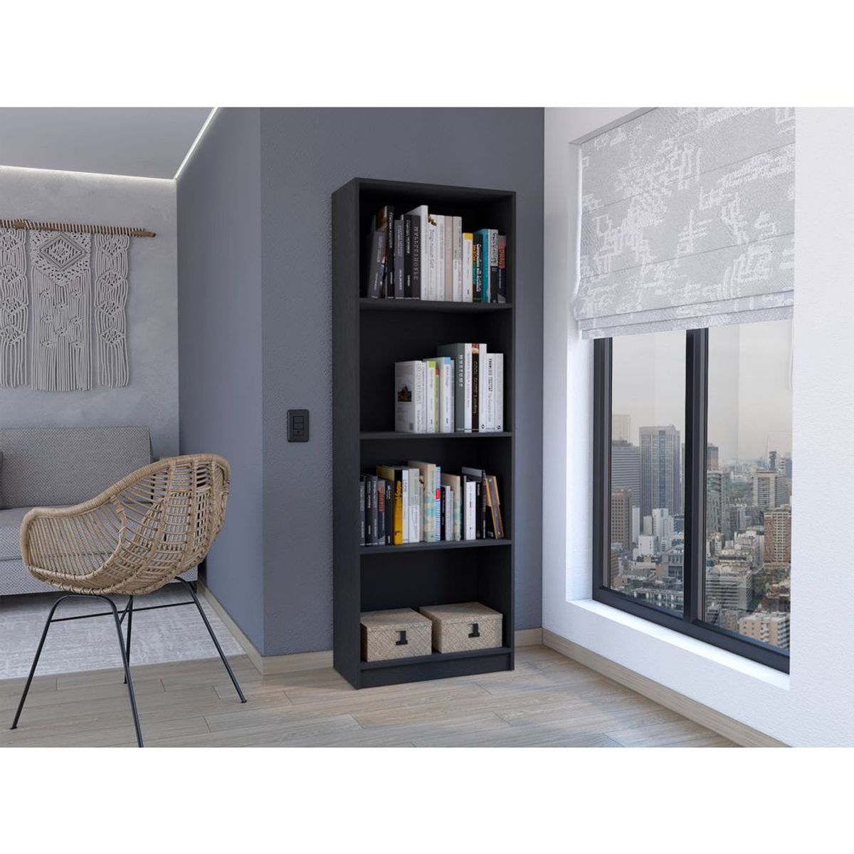 RTA DESIGN - Biblioteca Home Wengue con Cuatro Entrepaños