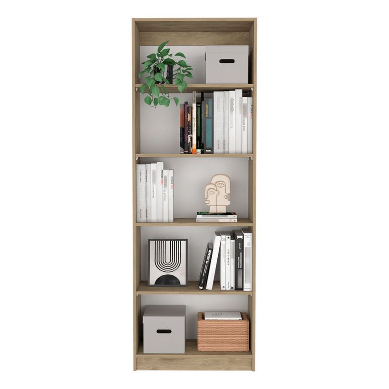 RTA - Biblioteca Home Macadamia y Blanco Cartón con Cinco Entrepaños