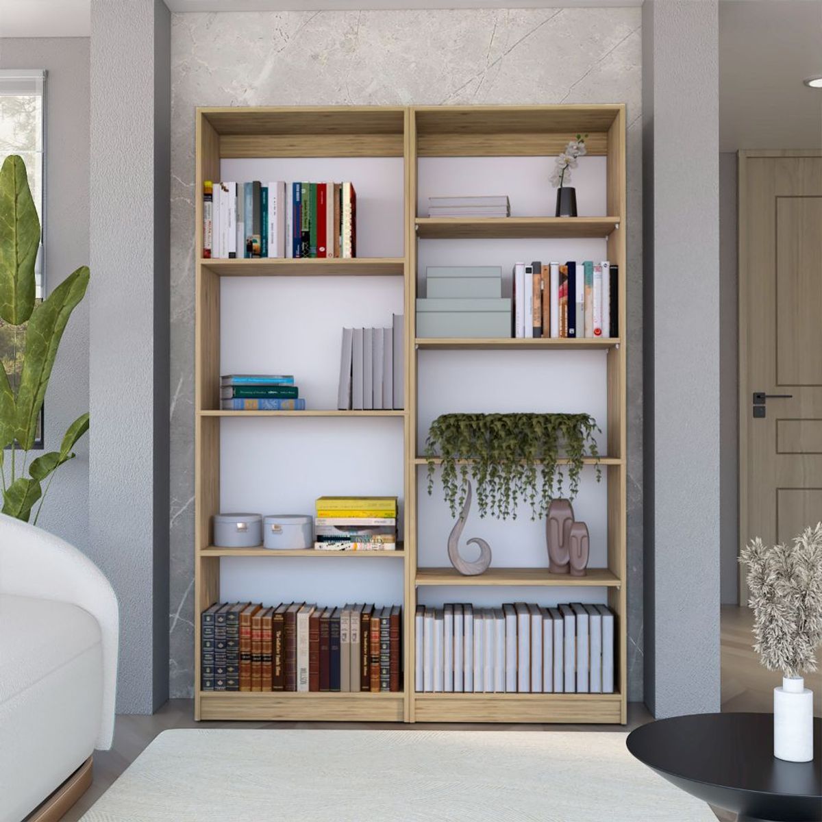 RTA - Combo de Bibliotecas Home Macadamia Incluye Dos Bibliotecas Sin Puerta