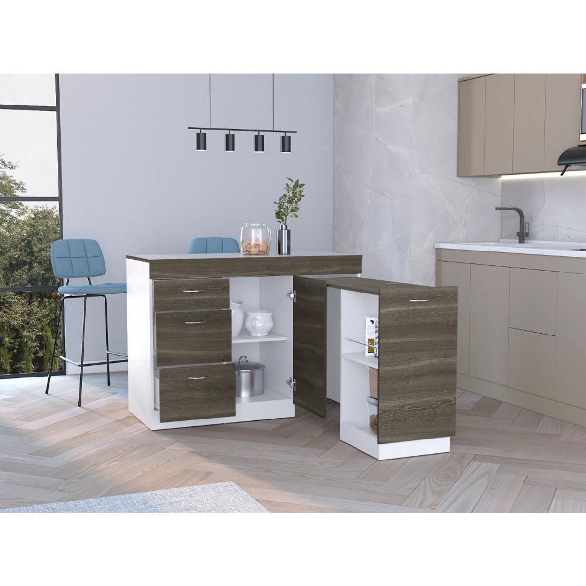 RTA DESIGN - Gabinete Inferior de Cocina Amatista Blanco y Milan No Incluye Mesón