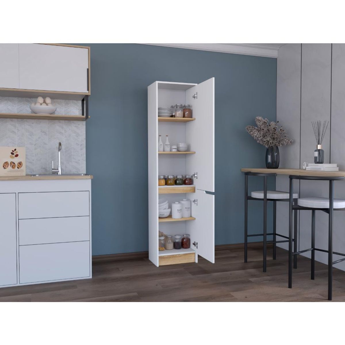 RTA DESIGN - Alacena Soler Blanco y Macada dos puertas abatibles