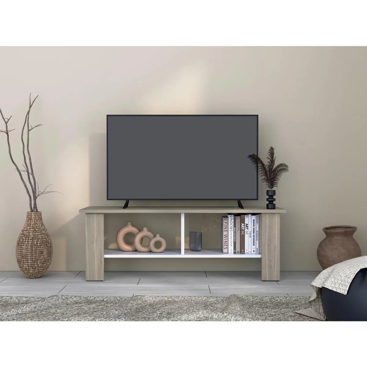 RTA - Mesa Para Tv Navi Bardolino y Blanco Marquez Para Televisor Hasta 55