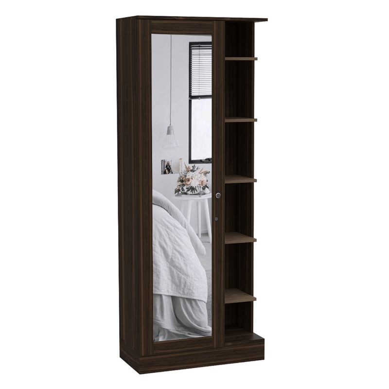 RTA DESIGN - Closet Lara con Espejo Caoba con Siete Entrepaños y Gran Capacidad