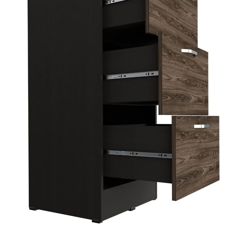 RTA DESIGN - Archivador Alto Nakarat Wengue y Chocolate Cuatro cajones y un cajon