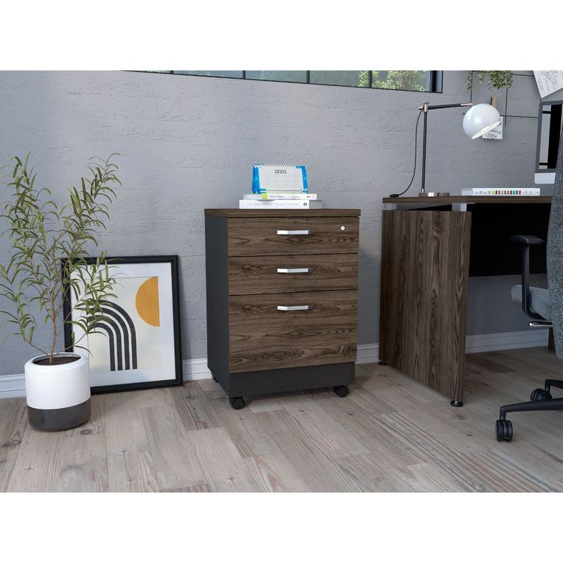 RTA DESIGN - Archivador Bajo YuramChocolate tres cajones y un cajon con cerradura
