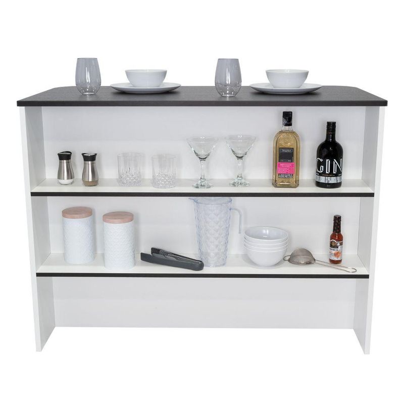 RTA DESIGN - Barra de Cocina Diamante Wengue y Blanco con Dos Entrepaños