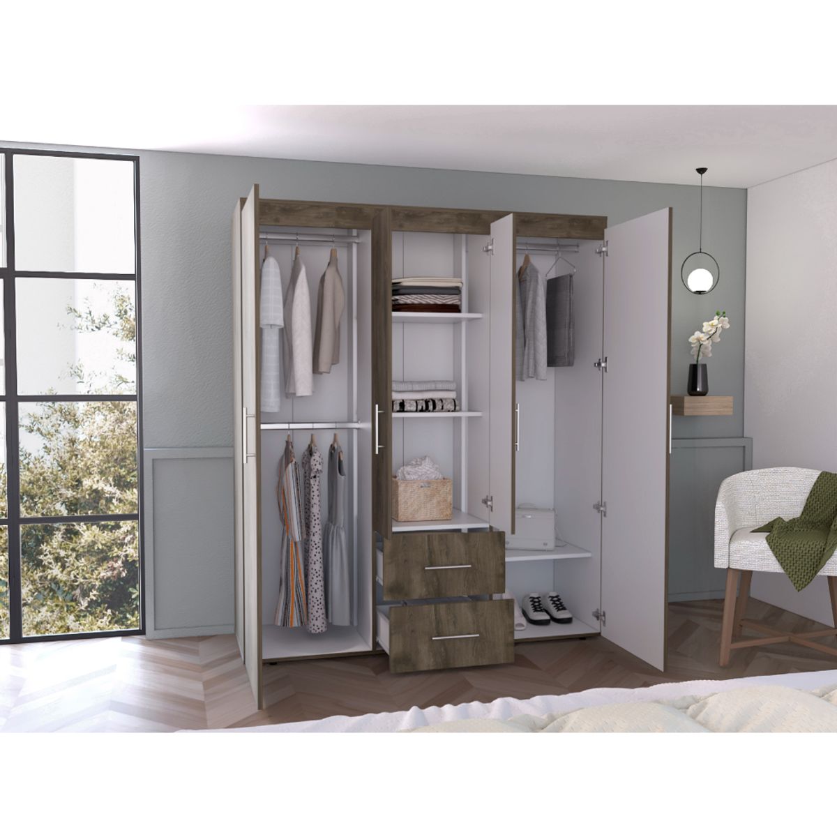 RTA DESIGN - Closet Bariloche Bombay Blanco Pequeño con EntrepañosCuatro Puertas_.