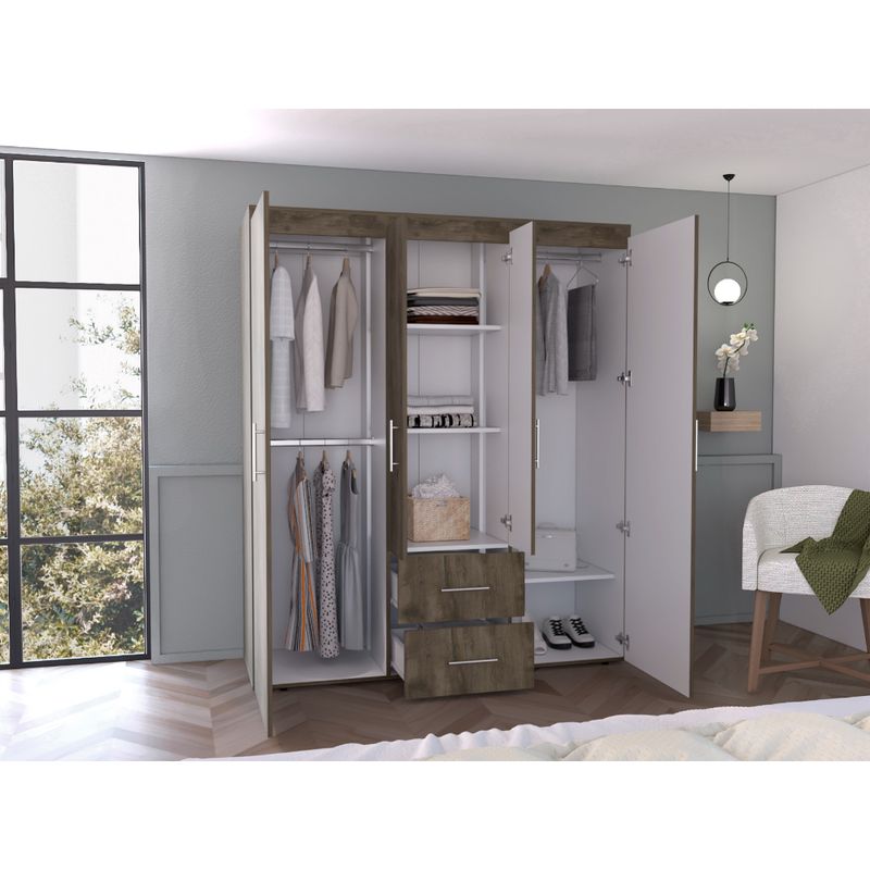 RTA DESIGN - Closet Bariloche Bombay Blanco Pequeño con EntrepañosCuatro Puertas