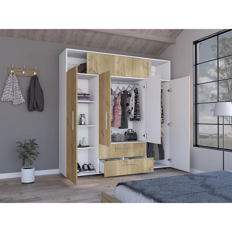 Closet Babel Café Claro y Blanco con Cuatro Puertas y Cuatro Cajones ...
