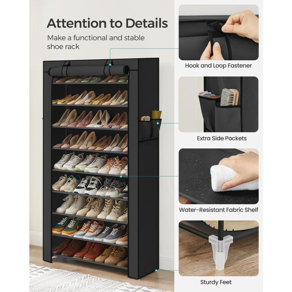 RTA DESIGN - Closet Portátil Zapatero Miek Negro 40 pares