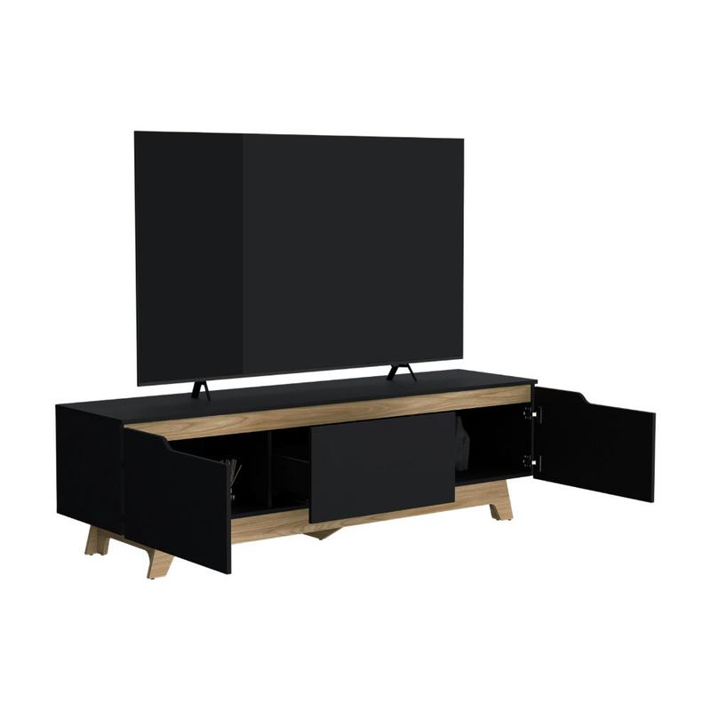 RTA DESIGN - Mesa Para Tv Toulo Wengue y Freno dos puertas abatibles y un cajon