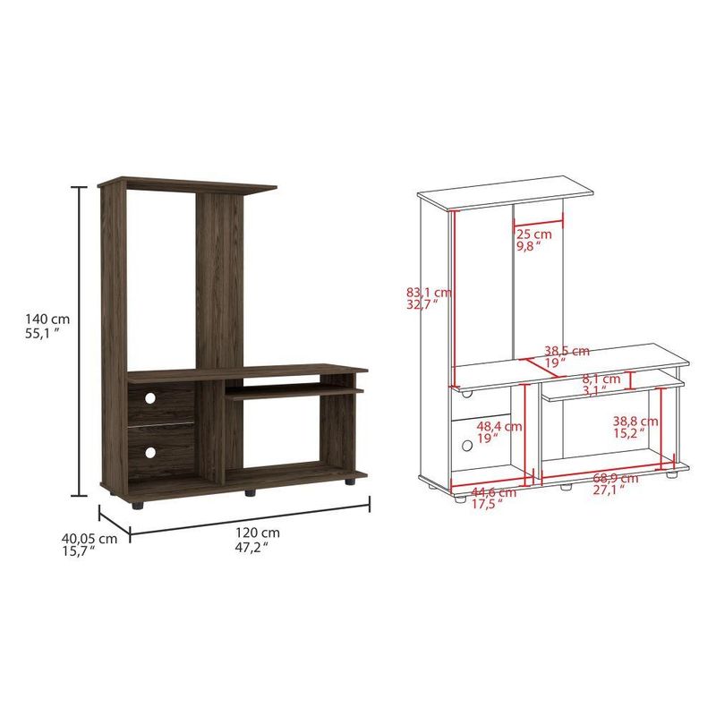 RTA DESIGN - Mesa Para Tv Monet ChocolateCapacidad Para Televisor de 50 Pulgadas