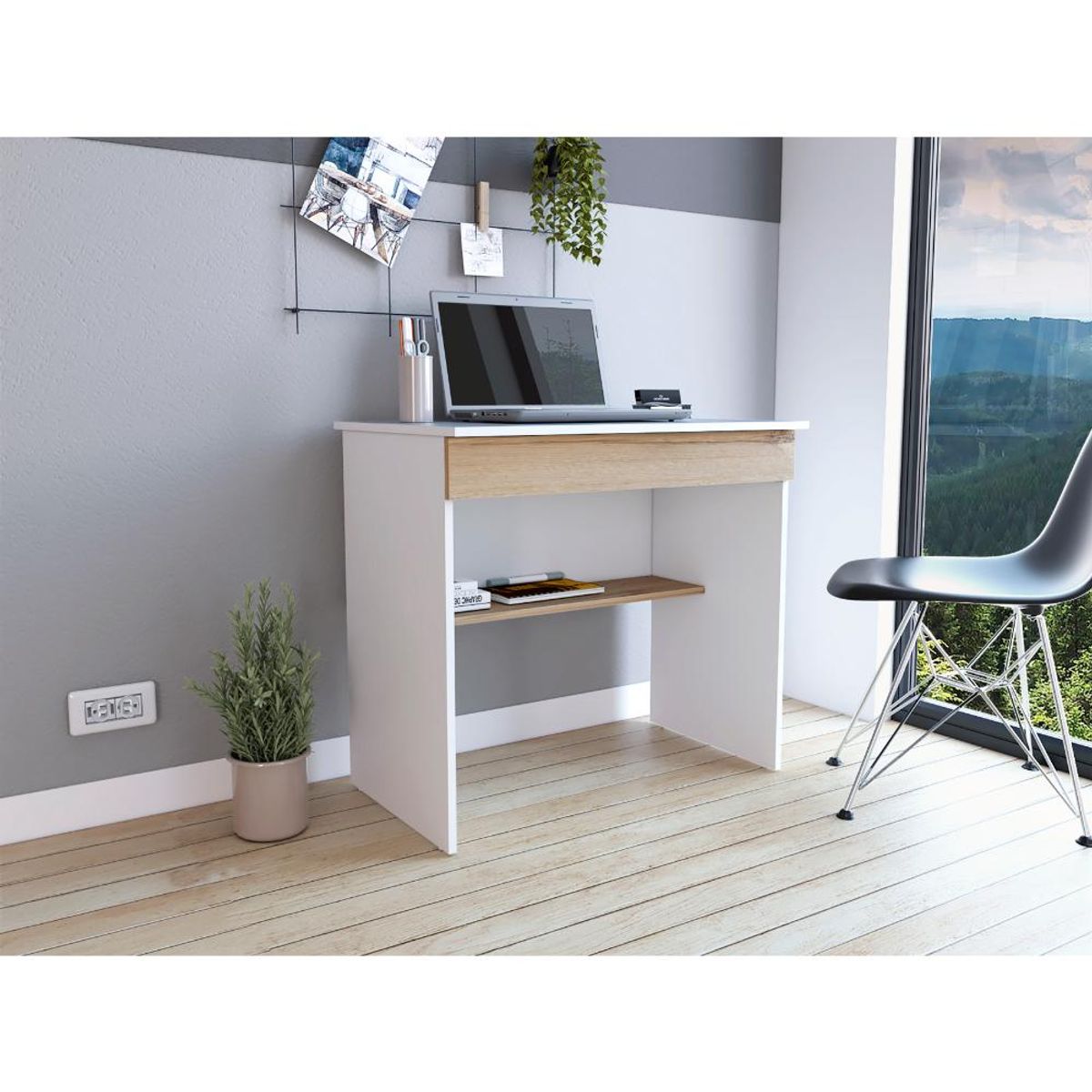 RTA DESIGN - Escritorio Colima Blanco y Agave con Entrepaños y Cajon_.