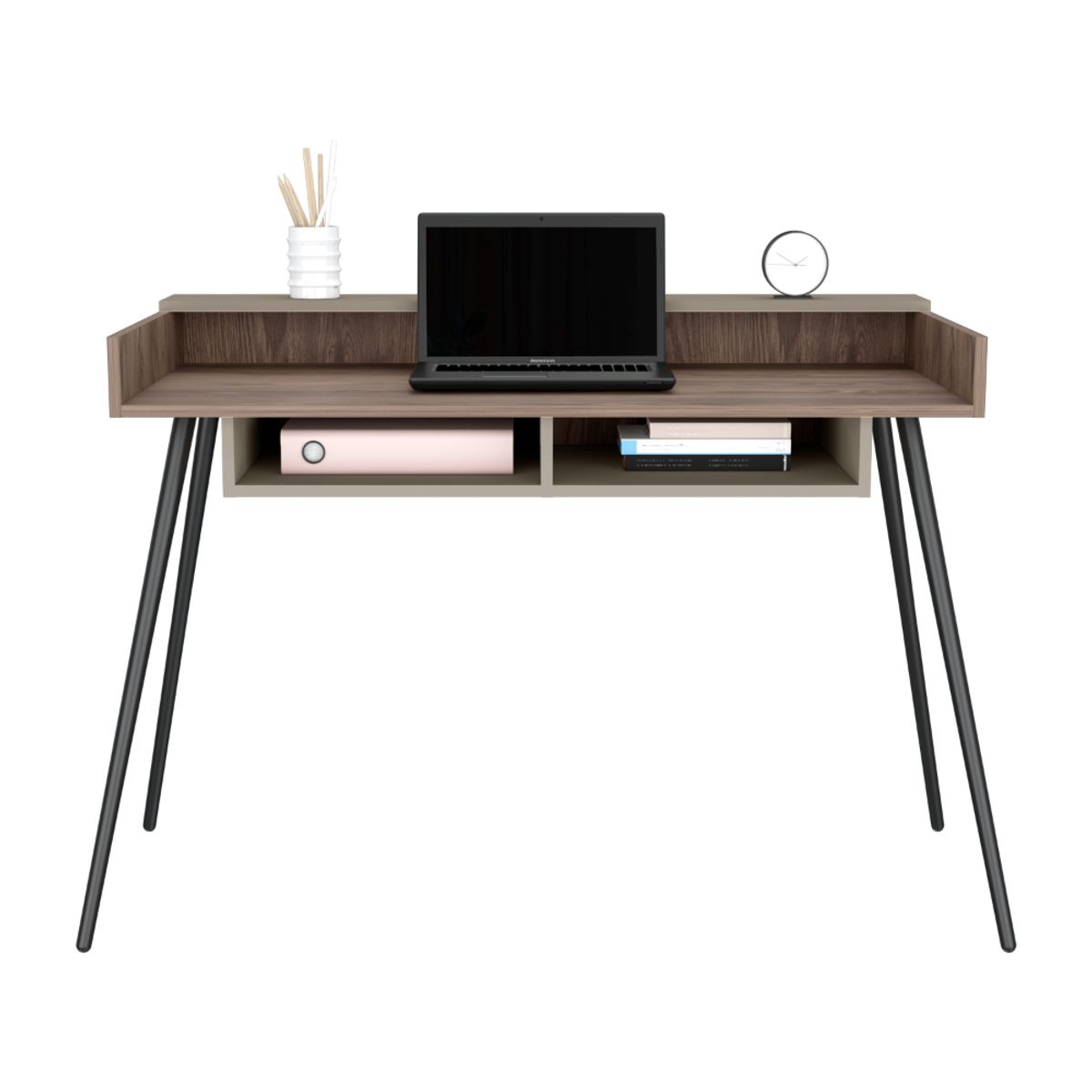 RTA DESIGN - Escritorio Marlo Chocolate y Cocoa con patas metalicas