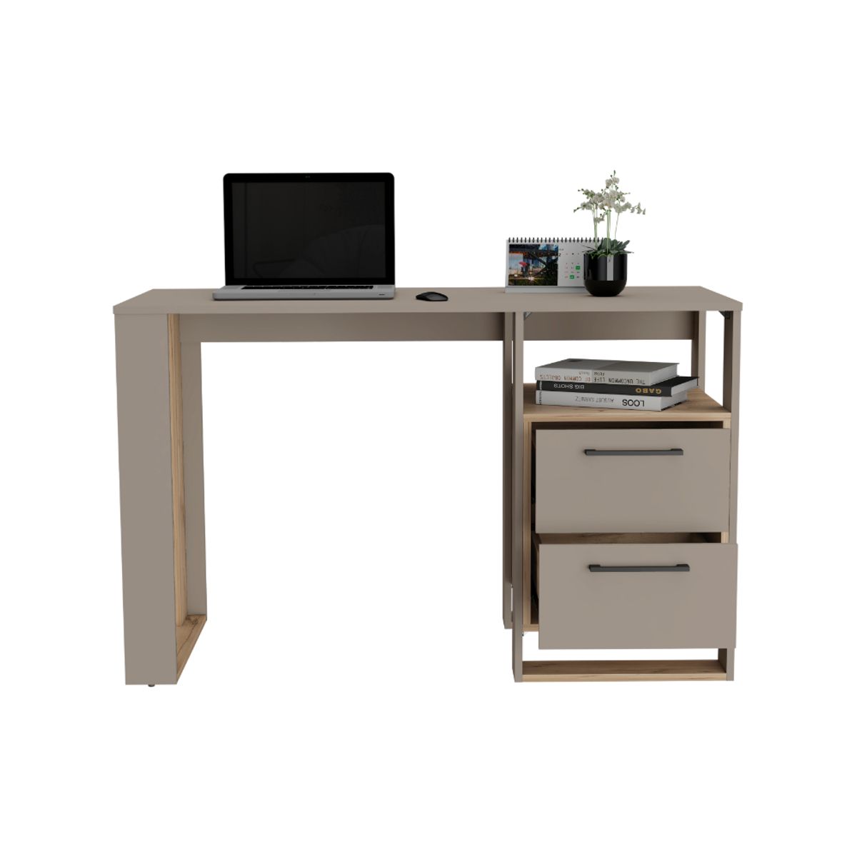 RTA DESIGN - Escritorio Acrep Café Claro y Cocoa dos cajones para ubicar objetos