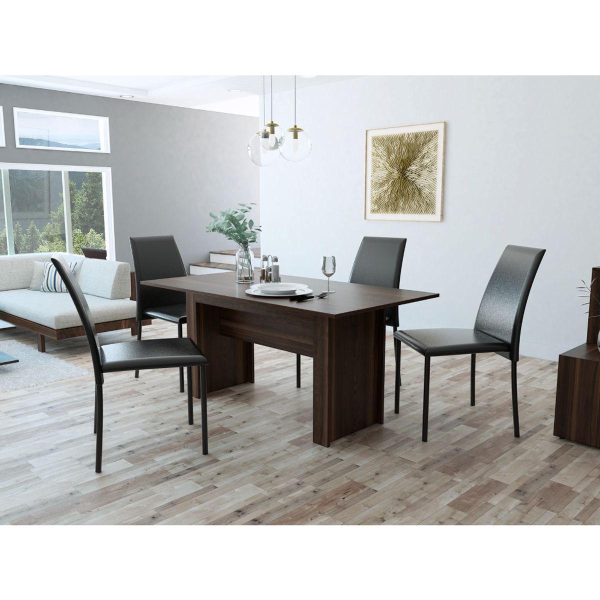 RTA DESIGN - Mesa de Bar Celeste Caoba con Tres Estantes para Botellas