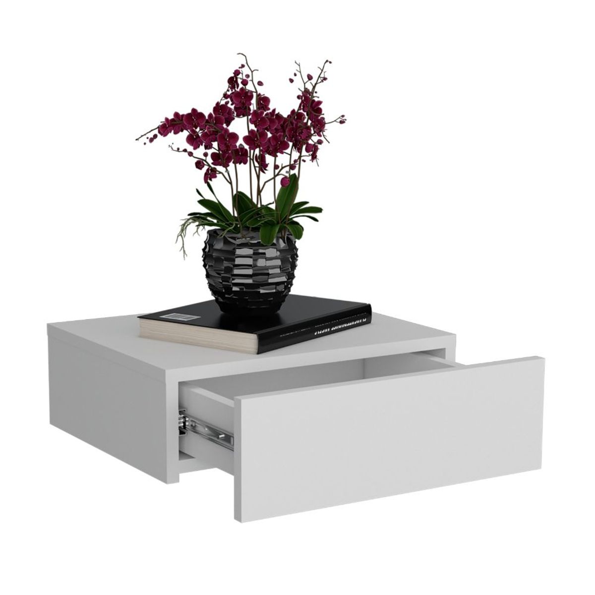 RTA DESIGN - Mesa de Noche Flotante Milano Blanco Con un cajón