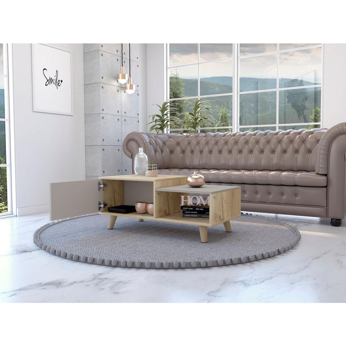 RTA DESIGN - Mesa de Centro Trueno Café Claro y Cocoa con Amplio Espacio