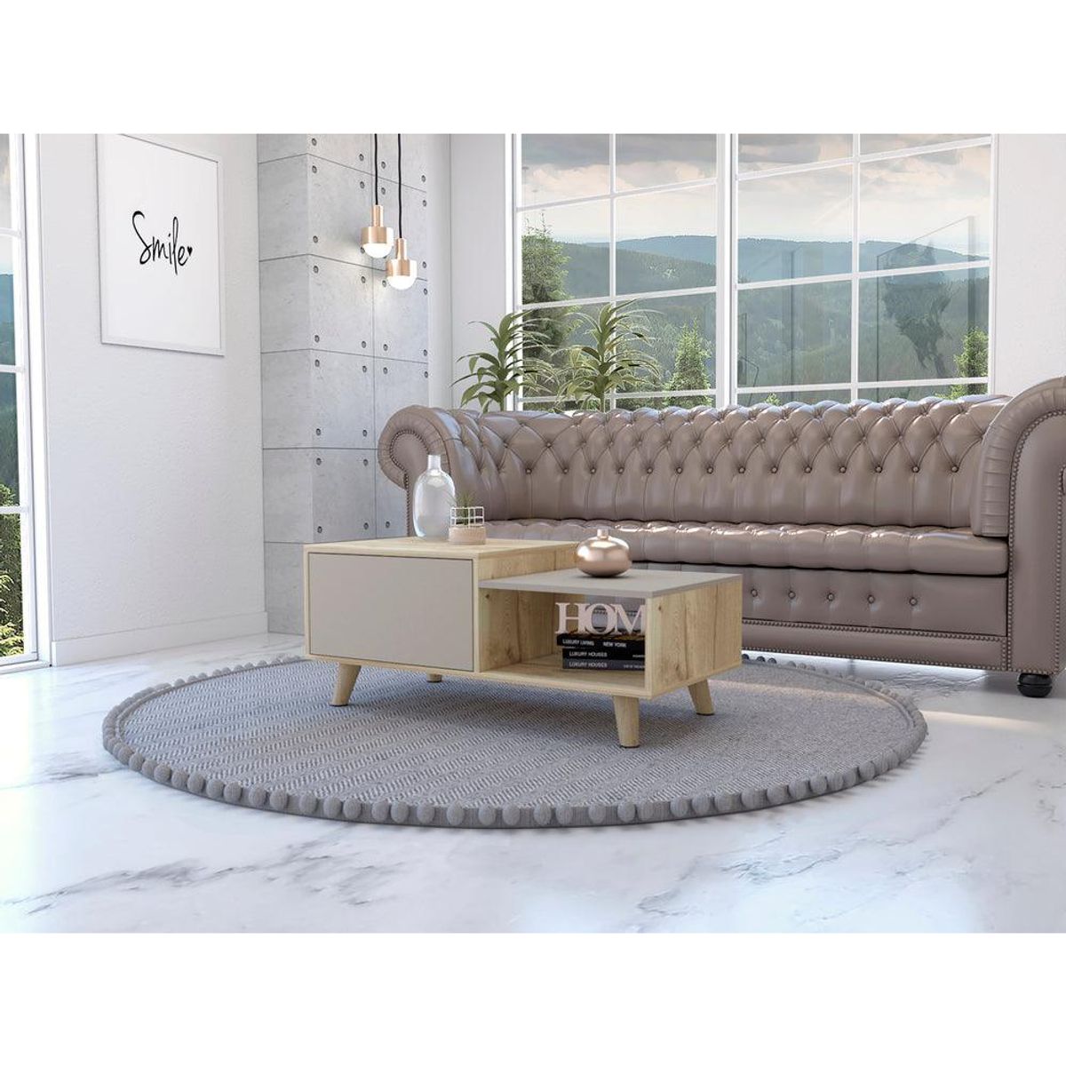 RTA DESIGN - Mesa de Centro Trueno Café Claro y Cocoa con Amplio Espacio