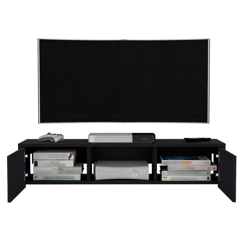 RTA DESIGN - Mesa Para Tv Flotante Gleid Wengue con Dos Puertas Abatibles